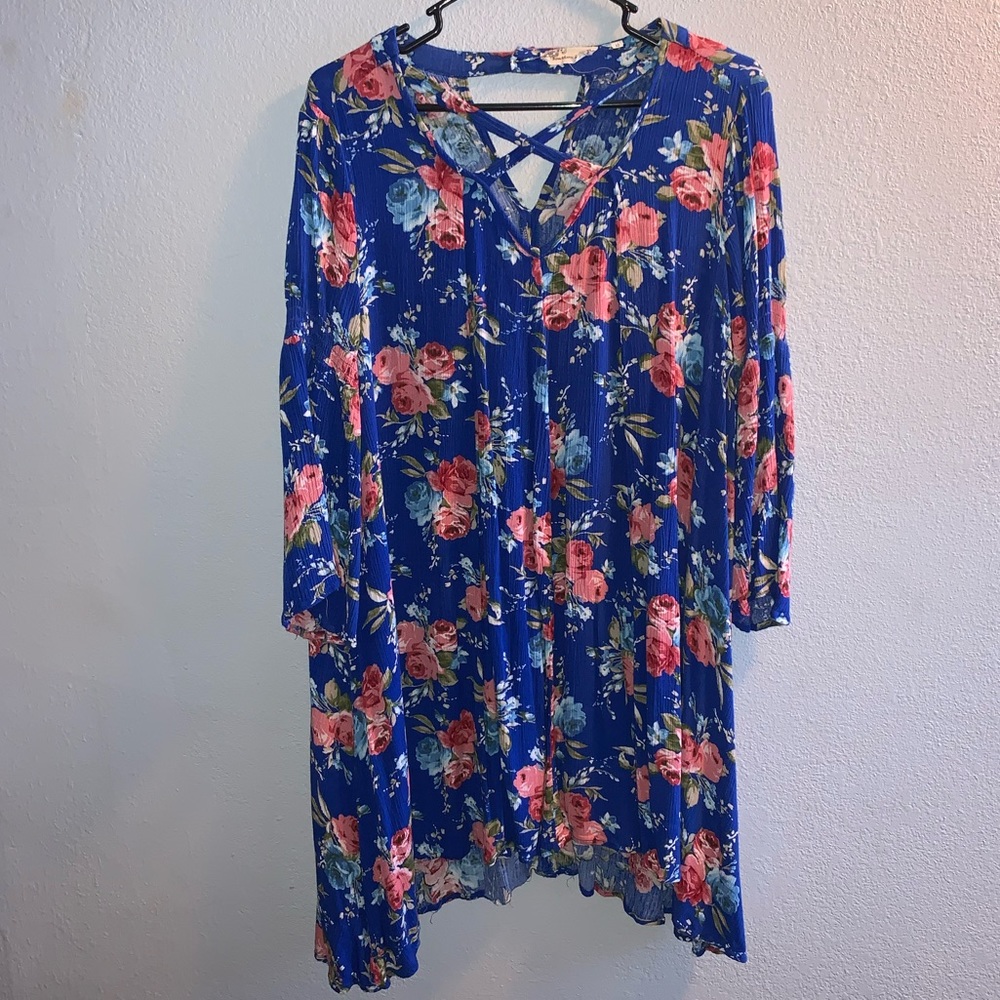 Blue flowing flower dress